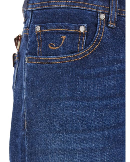 Jacob Cohen Blue 'Bard' Jeans With Belt Loops And Logo Patch On The Rear for men