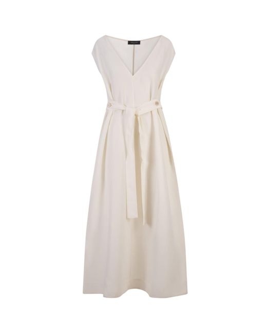 Fabiana Filippi White Viscose And Linen Dress