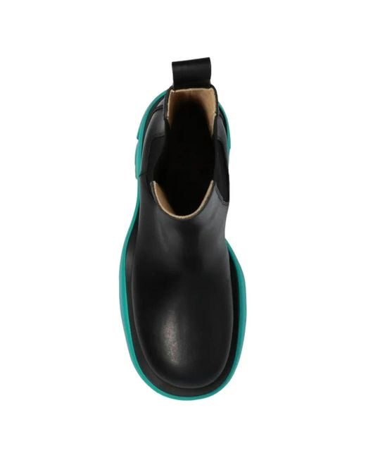 Bottega Veneta Black Contrast Sole Platform Ankle Boots