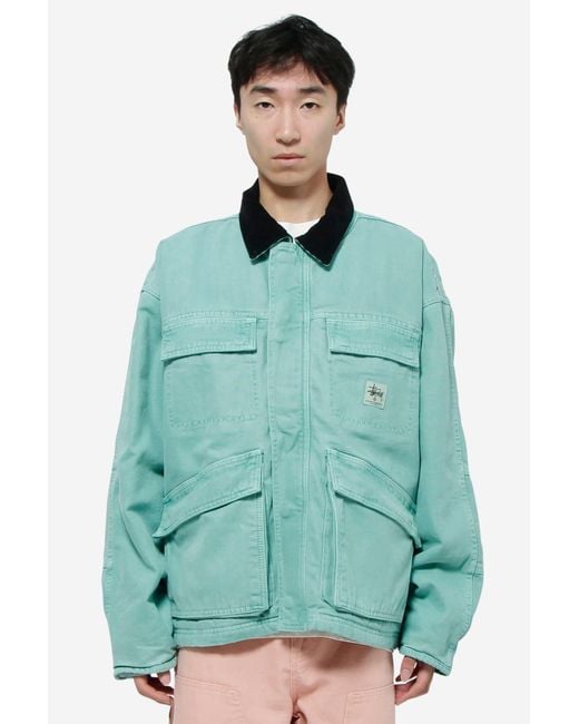 Stussy Green Washed Canvas Shop Jacket for men