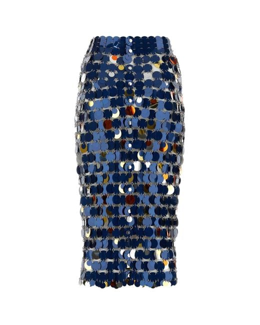 Rabanne Blue Maxi Sequins Skirt