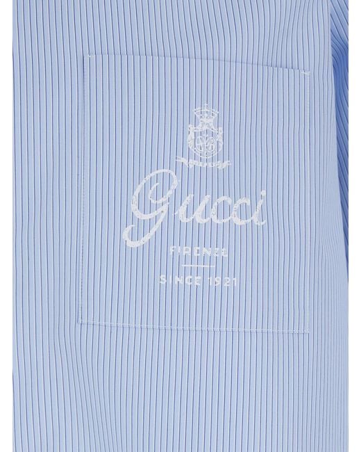 Gucci Blue Bowling Shirt Cotton for men