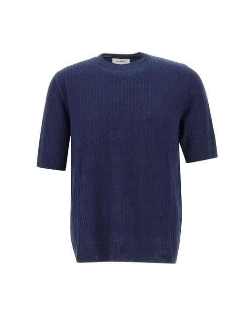 Lardini Blue Linen And Cotton T-Shirt for men