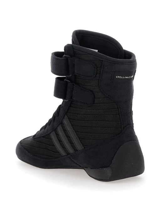 Stella McCartney Black 'Rasant' Sneakers With Strap Closure And Logo Detail On The Side