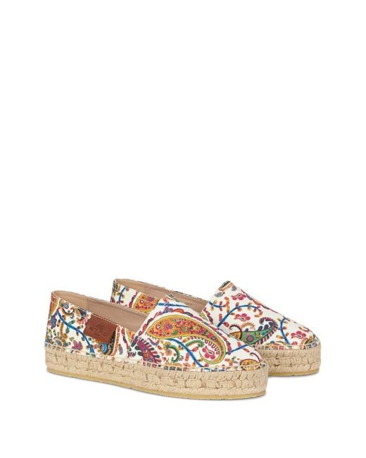 Etro White Espadrilles Multi-Floral Cotton