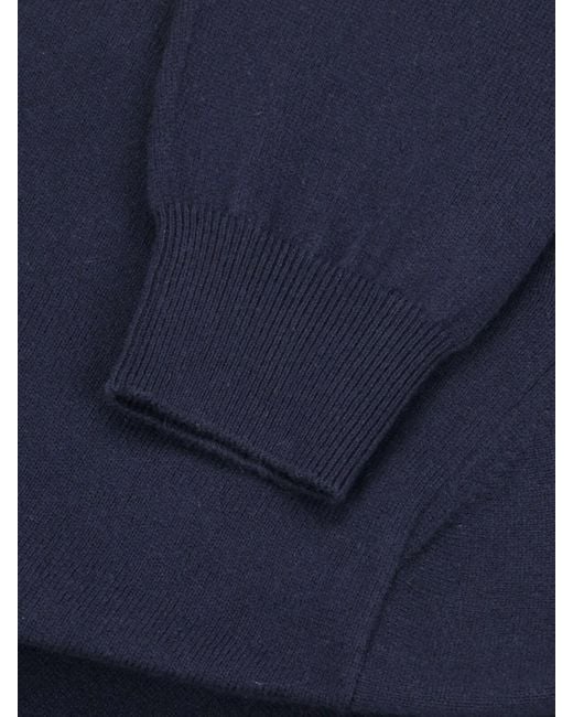 Loro Piana Blue Cashmere Crew Neck Sweater for men