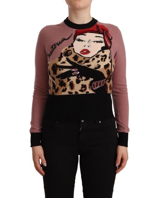Dolce & Gabbana Pink Cashmere Crewneck Sartoria Pullover Sweater Clothing