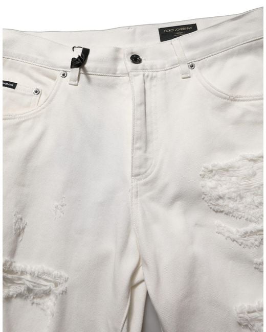 Dolce & Gabbana Natural Cotton Distressed Straight Denim Jeans Clothing for men