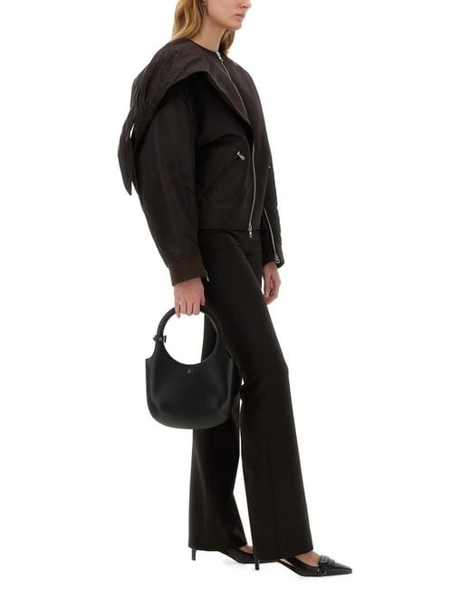 Courreges Black Chic Bow Neck Bomber Jacket