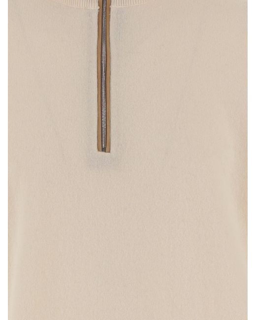 Kiton Natural Cashmere Sweater With High Neck for men