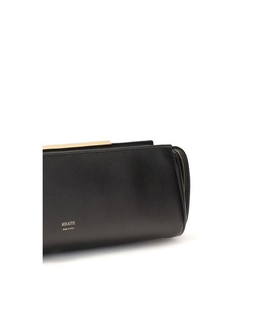 Khaite Black Calf Leather Bos Taurus Clutch Bag