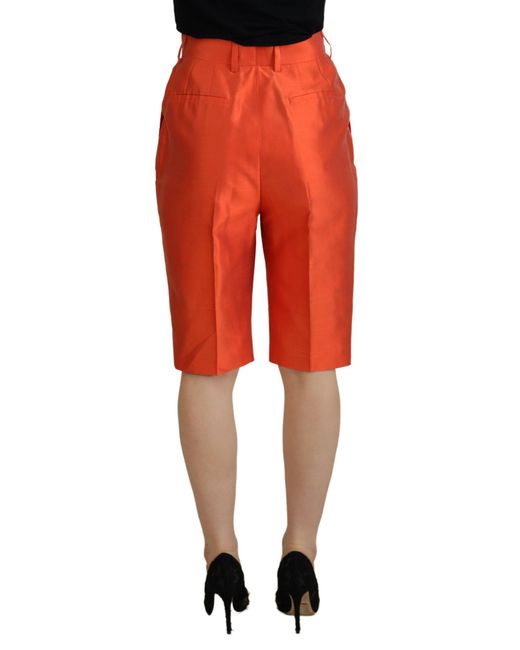 Dolce & Gabbana Red Elegant Silk High-Waist Cropped Pant