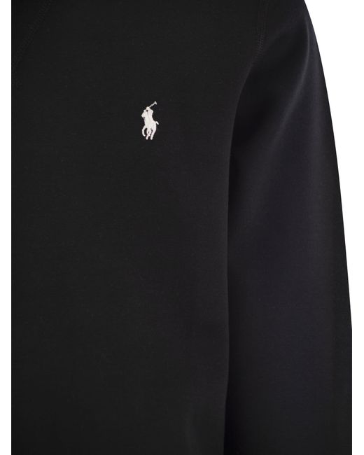 Polo Ralph Lauren Black Double Knit Crew Neck Sweatshirt for men