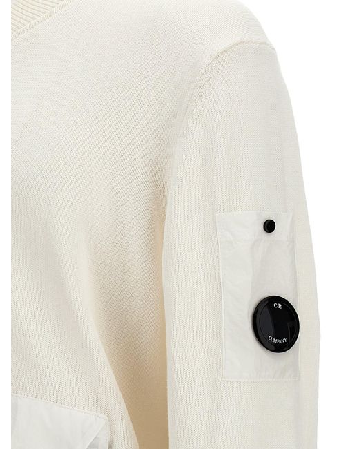 C P Company White 'Mixed' Cardigan for men