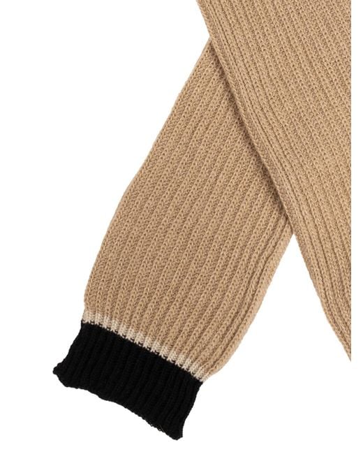 Moschino Natural Two-Tone Ribbed Long Gloves Accessories