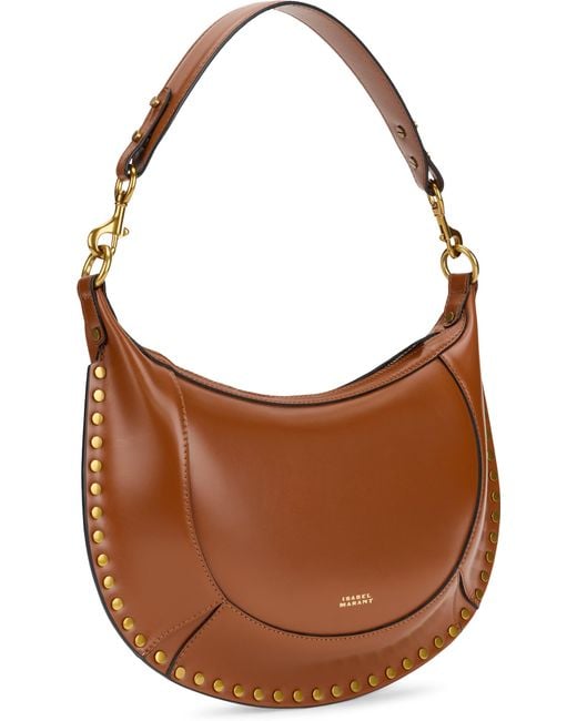 Isabel Marant Brown Shoulder Bag Oskan Moon Brushed Leather Calfskin