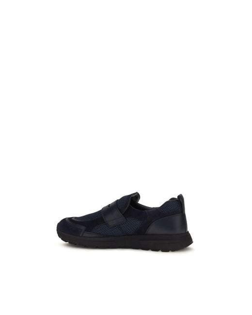 Prada Blue Calf Leather Bos Taurus Athletic Sneakers for men