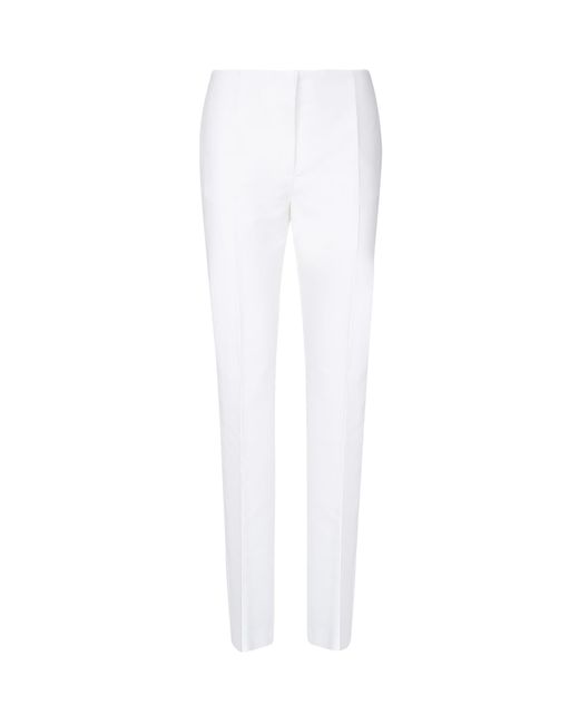 Sportmax Slim Cotton Trousers in White | Lyst