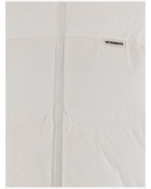 Vetements White Nylon Padded Jacket With Logo