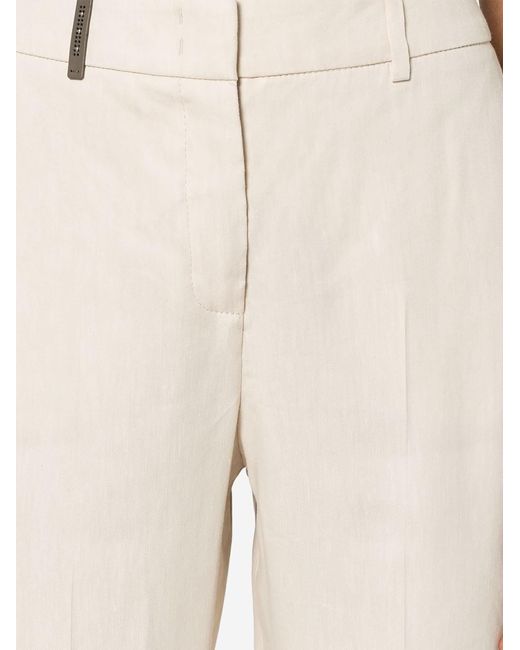 Peserico White Cropped Slim-cut Trousers