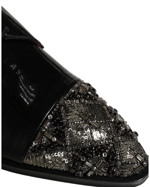 Dolce & Gabbana Black Embellished Derby Dress Formal Shoes Leather for men