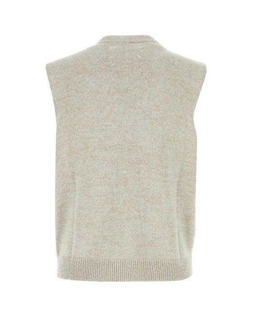 Maison Margiela Natural Bouclé Knit Vest for men