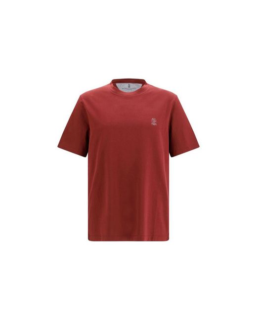 Brunello Cucinelli Red Bordeaux Cotton T for men