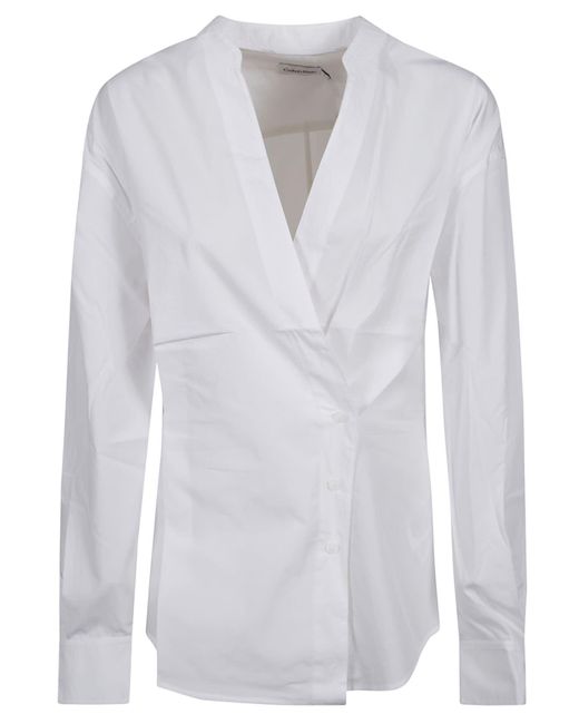 Calvin Klein White V-Neck Wrap Shirt