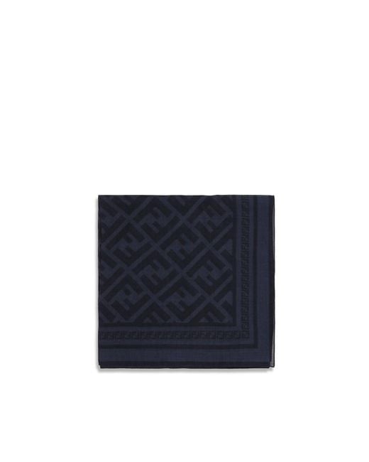 Fendi Blue Wool Oves Aries Scarf for men