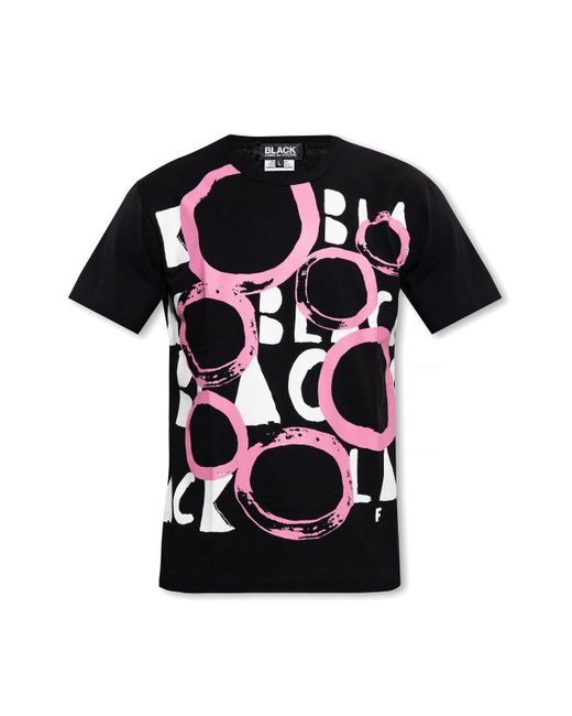 Comme des Garçons Black Graphic Printed Crewneck T-Shirt for men