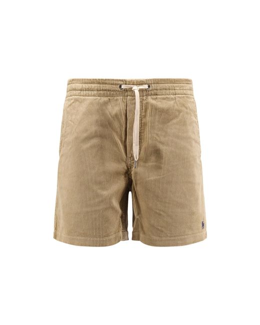 Polo Ralph Lauren Natural Corduroy Bermuda Shorts With Logo Embroidery for men