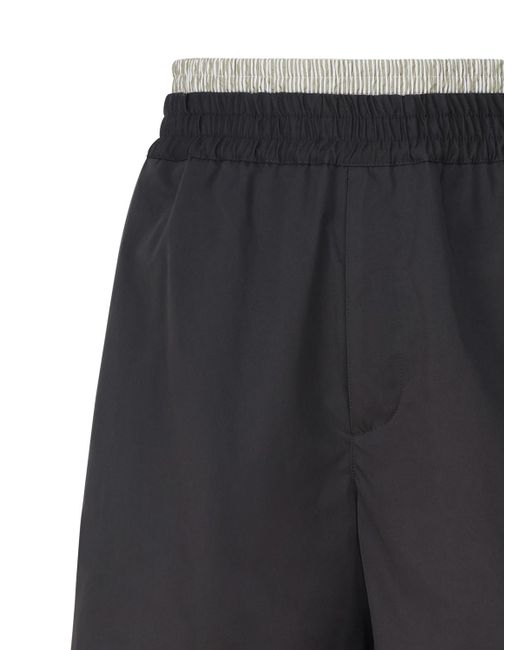 Bottega Veneta Black Lightweight Cotton Twill Shorts for men