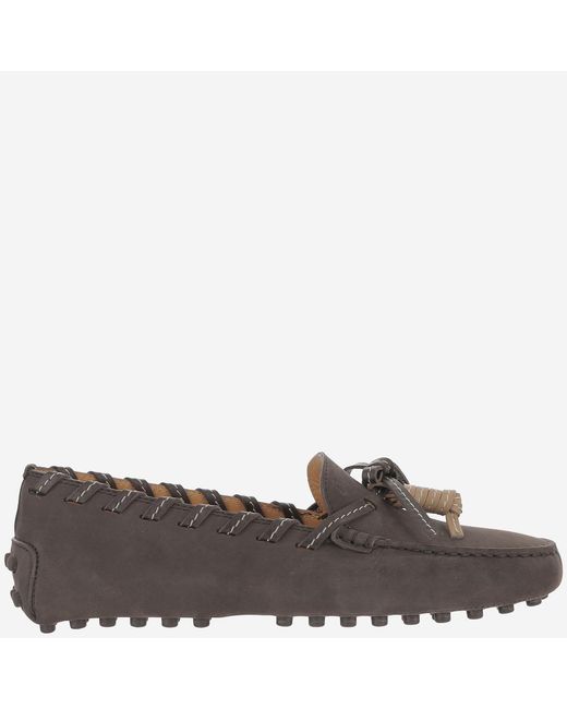 Tod's Brown Loafers Suede Leather Calfskin