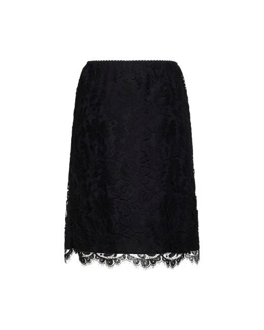 Chloé Black Floral Lace Straight Skirt