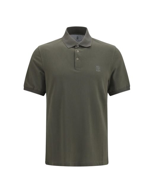 Brunello Cucinelli Green Cotton Polo Shirts for men