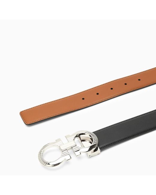 Ferragamo Brown Gancini Reversible/ Leather Belt for men