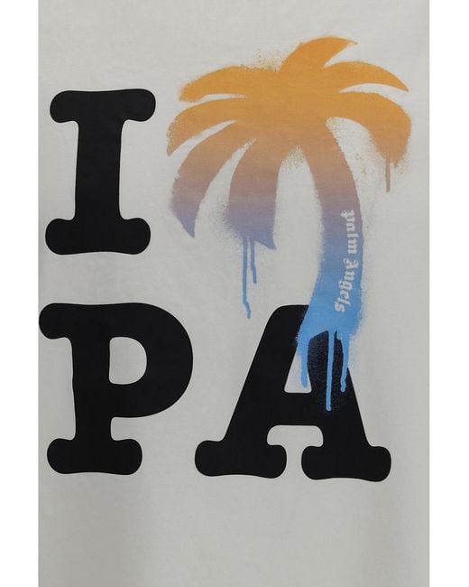 Palm Angels Black T-Shirt I Love Pa Off- Cotton T-Shirts for men