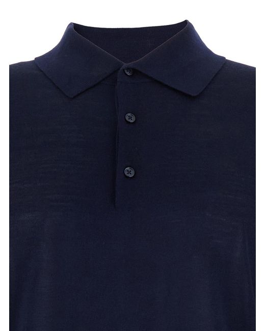 sunflower Blue Polo Shirt With Classic Collar And Ribbed Trims for men