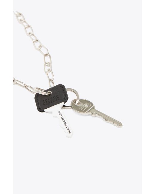 MM6 by Maison Martin Margiela White Collana Metal Chain Necklace With Keys