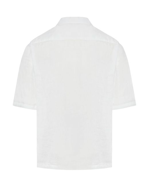 120% Lino White Short Sleeve Shirt for men