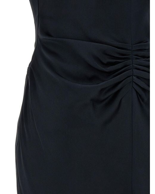 Victoria Beckham Blue Gathered Waist Dress