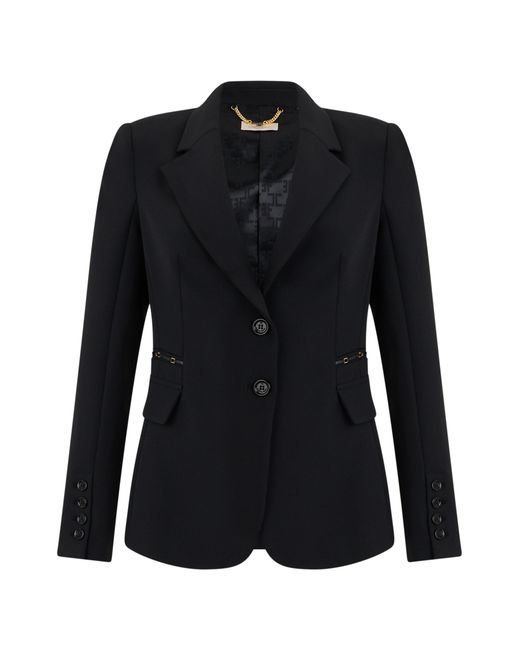 Elisabetta Franchi Black Blazer Single-Breasted Polyester Blazers