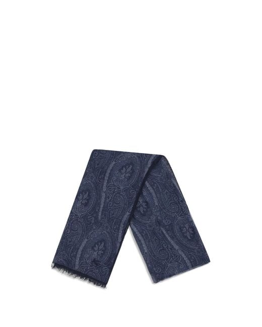 Etro Blue Paisley Scarf Modal; Kashmir/Capra Hircus for men