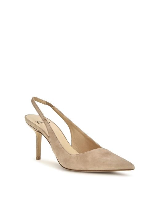 Francesco Russo Natural Suede Slingback Pumps