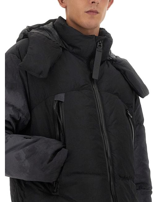 JG1 Black Oversize Jacket With Zip Shell: Nylon for men