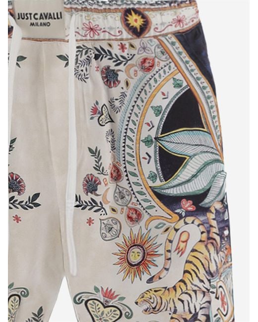 Just Cavalli White Shorts Printed Viscose for men