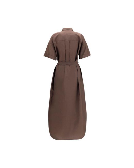 Brunello Cucinelli Brown Sequined Shirt Dress