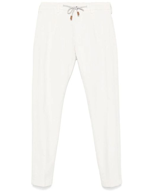 Eleventy White Ivory Cotton-Lyocell Blend Trousers for men