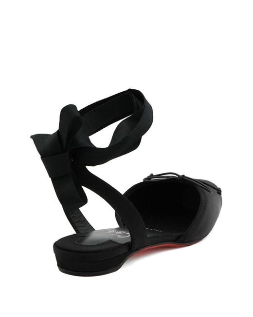 Christian Louboutin Black Cassia Lace Up Flat Sandals