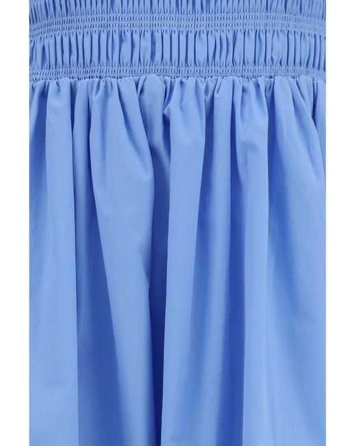 Ganni Blue Poplin Maxi Dress Cotton